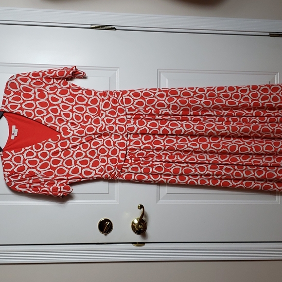 *3 for $25*  Boden Orange & White V-Neck Pull Over Maxi Dress - Size 10 - Picture 1 of 9